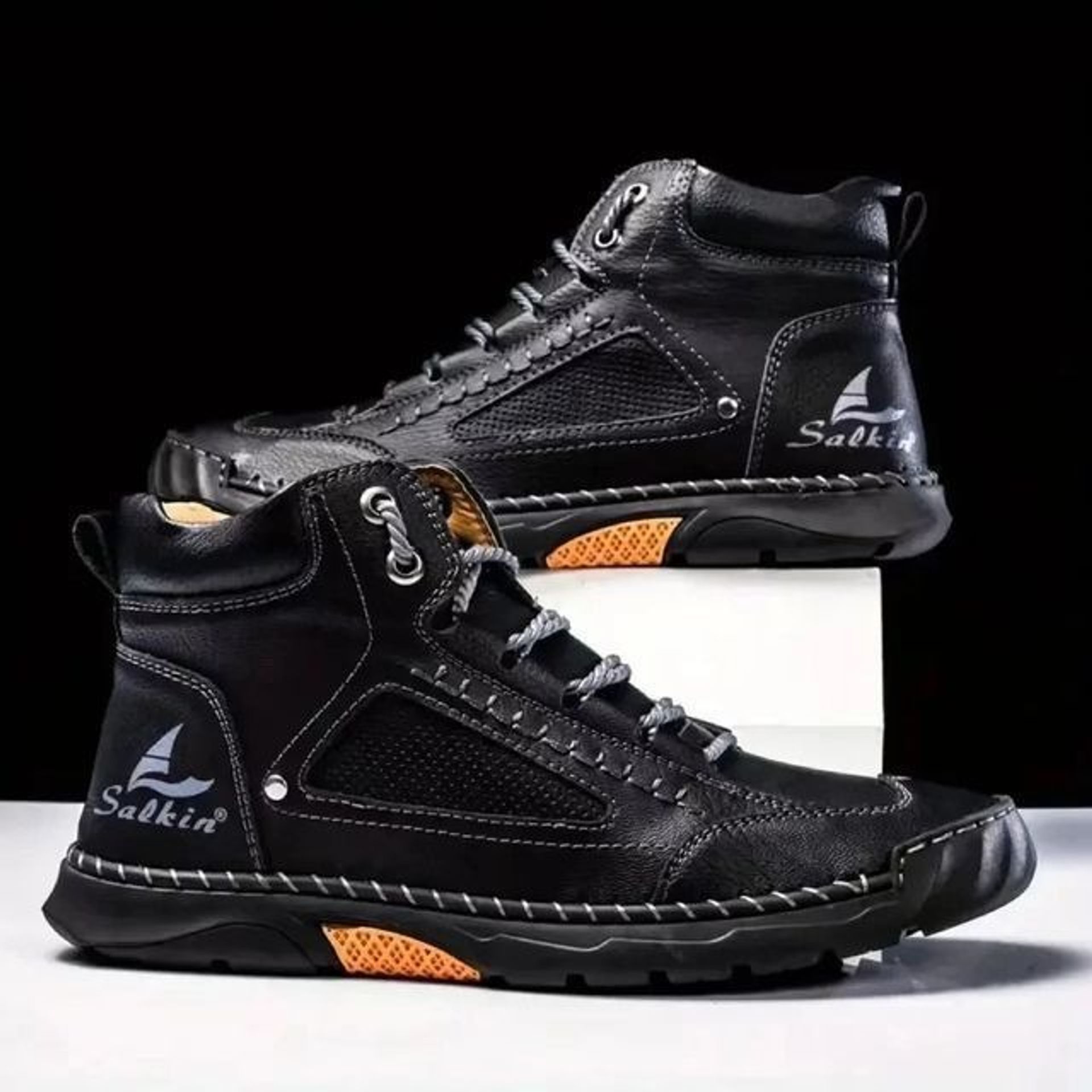 Men's Comfortable Handmade Leather Boots – Waterproof, Arch Support, Pressure Relief, Spacious Toe Box Outdoor Leather Shoes